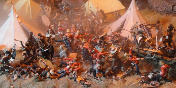 Battle of Isandlwana 1879.Eleven days after the British commenced their invasion of Zululand in South Africa, a Zulu force of some 20,000 warriors attacked a portion of the British main column consisting of about 1,800 British, colonial and native troops and perhaps 400 civilians