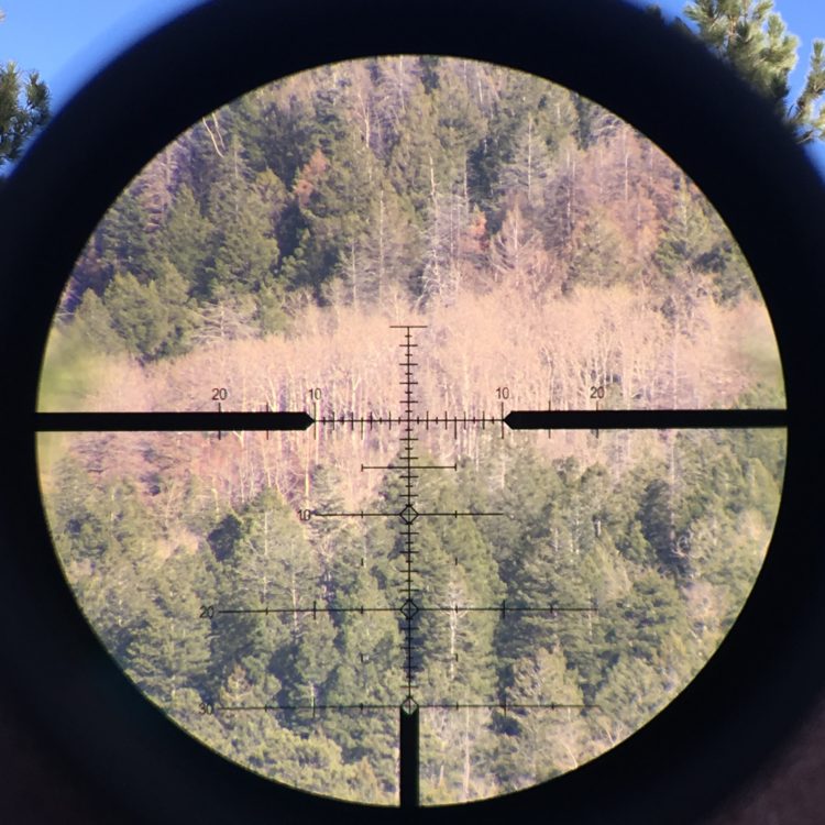 Glass clarity and reticle sharpness is excellent, keeping in mind this is a hunting optic, not a competition optic, even if it does have some features more common on competition/tactical type scopes. Incorporating first-focal plane technology in a scope designed primarily for hunting is a bit of a unique approach. This feature should appeal to shooters crossing over from tactical/competition riflery though.
