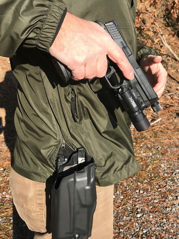 zipper secured under the holster